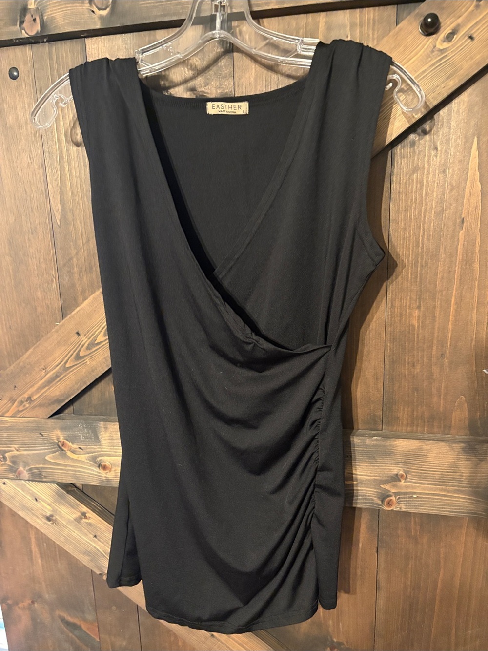 Black Draped V-Neck Women's tank